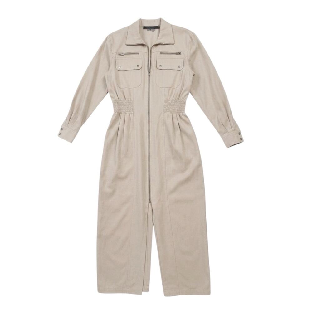 Karen Alexander vintage khaki full zip trench dress size 12 - Picture 4 of 15